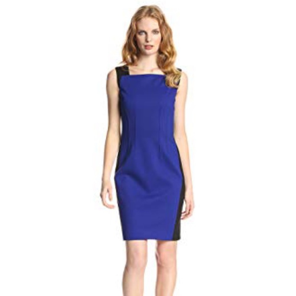 T Tahari Cobalt & Black Sheath Dress Size 4